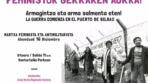 “Feministok gerraren aurka” lelopean bihar martxa feminista eta antimilitarista izango da Santurtzin